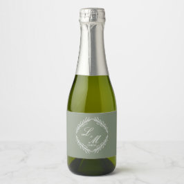 Monogram Schrift Tak Sage Green Trouw   Sparkling Wijnetiket