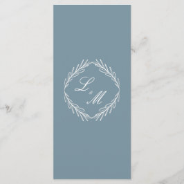 Monogram Schrift Tak Stof Blauw Huwelijksprogramma Menu