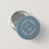 Monogram Schrift Tak Stof Blauw Trouw Ronde Button 3,2 Cm (Voorkant /achterkant)