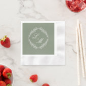Monogram Schrift Takel Sage Groene Trouw Servetten (Insitu)