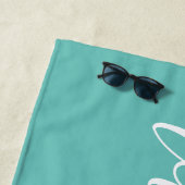 Monogram Schrift Teal Strandhanddoek Strandlaken (In situ)