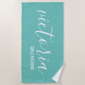 Monogram Schrift Teal Strandhanddoek Strandlaken (Voorkant)