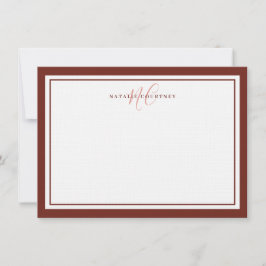 Monogram Schrift Twee Rand Elegant Eenvoudig Bruin Notitiekaartje
