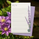 Monogram schrijfpapier met eucalyptus - lavender briefpapier