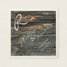 Monogram Schuur Hout Trouwservetten Servet