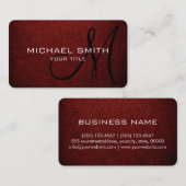 Monogram schuur rood leer look visitekaartje (Voorkant / Achterkant)