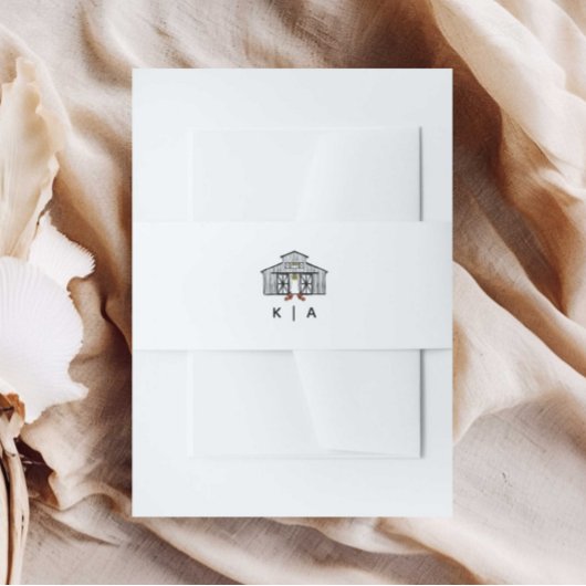 Monogram Schuur Uitnodiging Buikband Uitnodigingen Wikkel