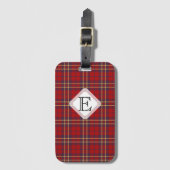 Monogram, Scottish Highland clan red plaid tartan: Bagagelabel (Voorkant (verticaal))
