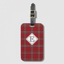 Monogram, Scottish Highland clan red plaid tartan: Bagagelabel