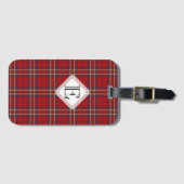 Monogram, Scottish Highland clan red plaid tartan: Bagagelabel (Voorkant (horizontaal))