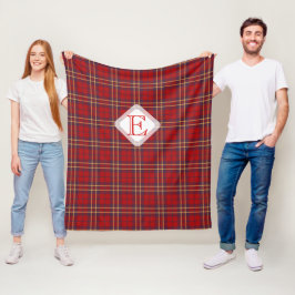 Monogram, Scottish Highland clan red plaid tartan: Fleece Deken