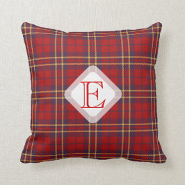 Monogram, Scottish Highland clan red plaid tartan: Kussen