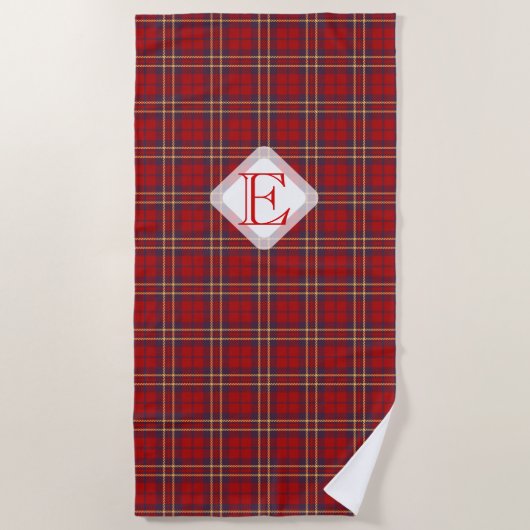 Monogram, Scottish Highland clan red plaid tartan: Strandlaken (Voorkant)