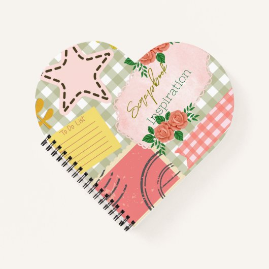 Monogram Scrapbook inspiratie Moderne retro Roze Notitieboek (Voorkant)