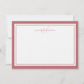 Monogram Script 2 Border Elegant Pastel Roze Notitiekaartje (Voorkant)