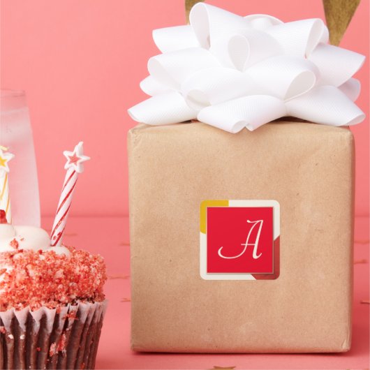 Monogram script A Vierkante Sticker (Feest)