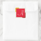 Monogram script A Vierkante Sticker (Tas)