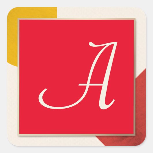 Monogram script A Vierkante Sticker (Voorkant)