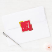 Monogram script A Vierkante Sticker (Envelop)