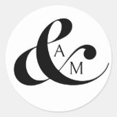 Monogram Script Ampersand Bruiloft Ronde Sticker (Voorkant)