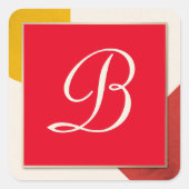 Monogram script B Vierkante Sticker (Voorkant)