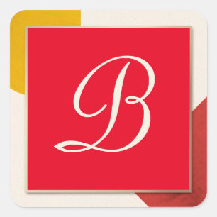 Monogram script B Vierkante Sticker