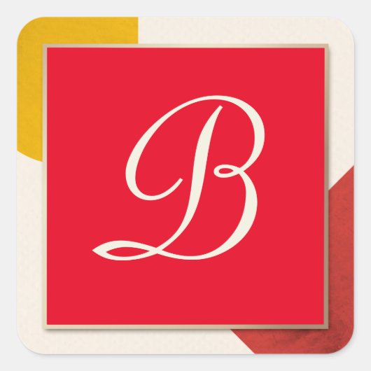 Monogram script B Vierkante Sticker (Voorkant)