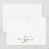Monogram Script Beginletters Goud Zwart Notitie Va Notitiekaartje (Voorkant / Achterkant)