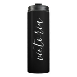 Monogram Script Black Thermal Tumbler Thermosbeker