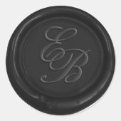 Monogram Script Black Wax Seal Weddenschap Ronde Sticker (Voorkant)