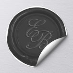 Monogram Script Black Wax Seal Weddenschap Ronde Sticker<br><div class="desc">Monogram Script Black Wax Seal Wedding for Stickers.</div>