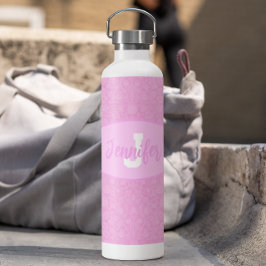 Monogram Script Blush Pink Blossoms Waterfles