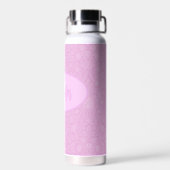 Monogram Script Blush Pink Blossoms Waterfles (Achterkant)