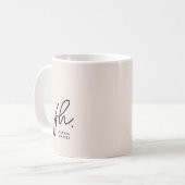 Monogram Script Blush Pink Chic Stijlvol Schattige Koffiemok (Voorkant links)