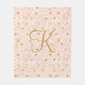 Monogram Script Blush Pink Gold Mermaid Scales Fleece Deken (Voorkant)