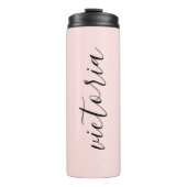 Monogram Script Blush Pink Thermal Tumbler Thermosbeker (Voorkant)