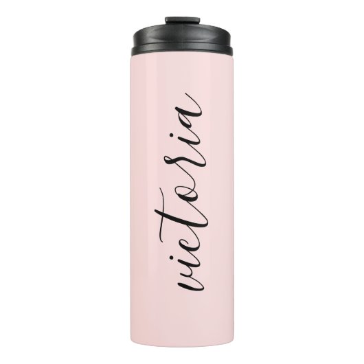 Monogram Script Blush Pink Thermal Tumbler Thermosbeker (Voorkant)