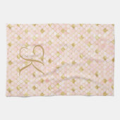 Monogram Script Blush Roze Goud Zeemeermin Schubbe Theedoek (Horizontaal)
