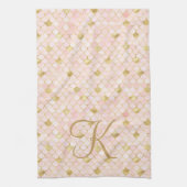 Monogram Script Blush Roze Goud Zeemeermin Schubbe Theedoek (Verticaal)