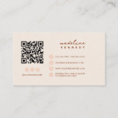 Monogram Script Boho Beige QR Code Visitekaartje (Achterkant)