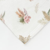 Monogram Script Boho Pampas Gras Roze Beige Groen Fleece Deken (Hoek)