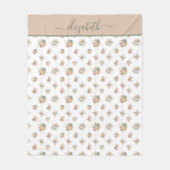 Monogram Script Boho Pampas Grass Roze Beige Groen Fleece Deken (Voorkant)