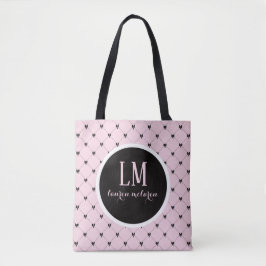 Monogram Script Boog Tote Tas – Roze & Zwart
