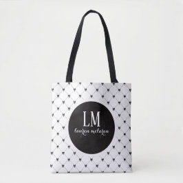 Monogram Script Boog Tote Tas – Wit & Zwart
