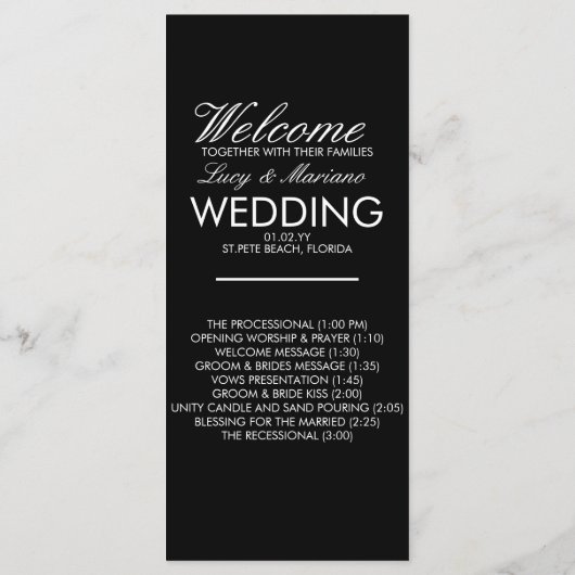 Monogram Script Branch Black W Wedding Program Menu (Achterkant)