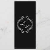 Monogram Script Branch Black W Wedding Program Menu (Voorkant)