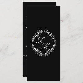 Monogram Script Branch Black W Wedding Program Menu