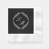 Monogram Script Branch Black White Wedding Servet (Voorkant)