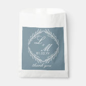Monogram Script Branch Dusty Blue Wedding Bedankzakje (Voorkant)