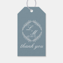 Monogram Script Branch Dusty Blue Wedding